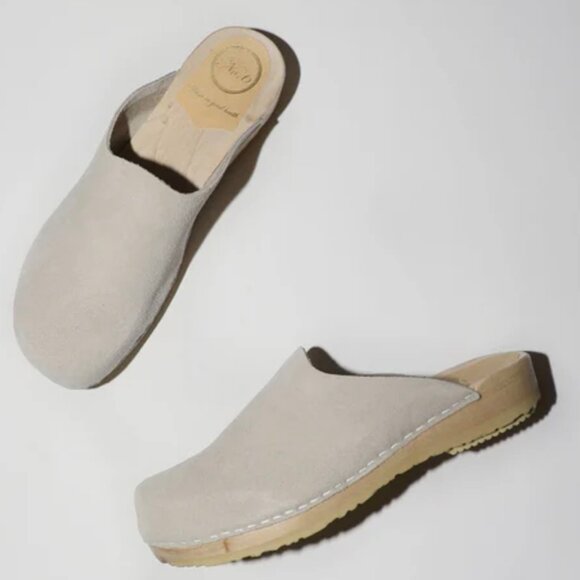 No. 6 Contour Suede Clog on Flat Base in Chalk White Suede - Picture 15 of 15